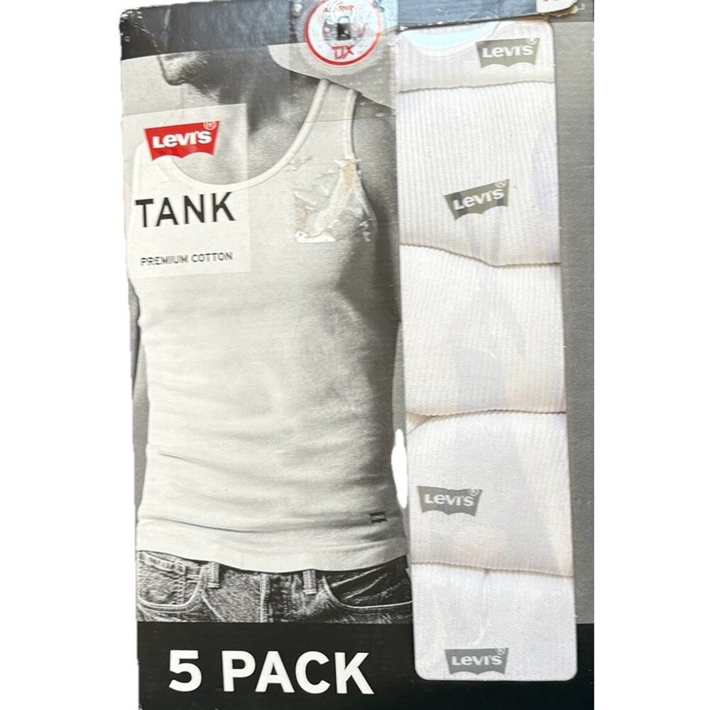 Levis Mens Ribbed Tank Tops 5 Pack White XL A Shirt Undershirt NWT